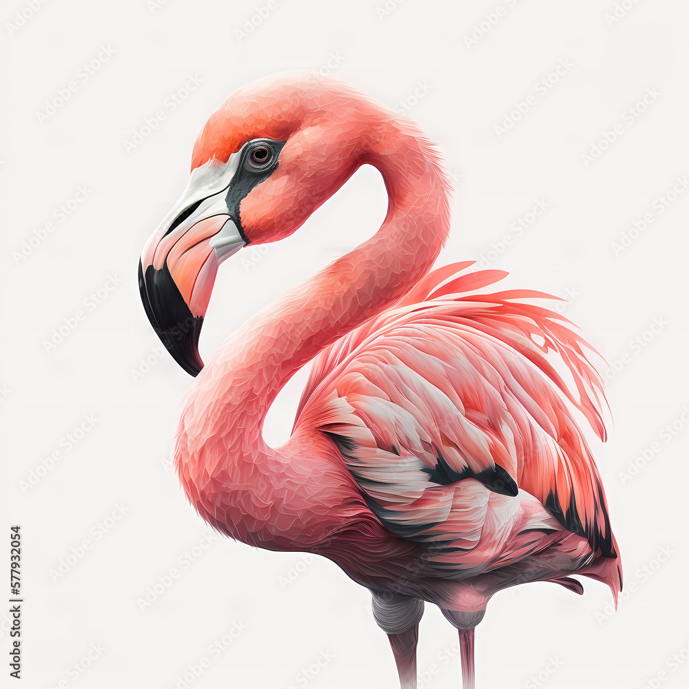 Fototapeta premium Flamingo 3D Isolated White. Generative AI