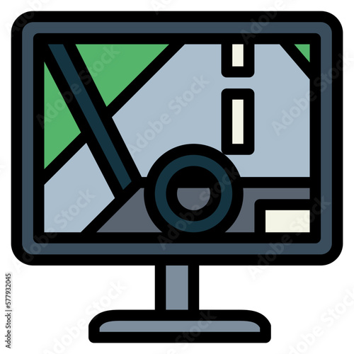 driving simulator filled outline icon style
