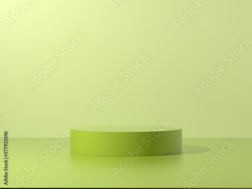 Green podium abstract composition for product presentation eye level 3d render 3d illustration