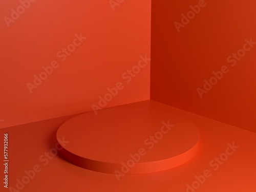 red orange podium abstract composition for product presentation high angle 3d render 3d illustration