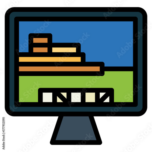 sandbox game filled outline icon style