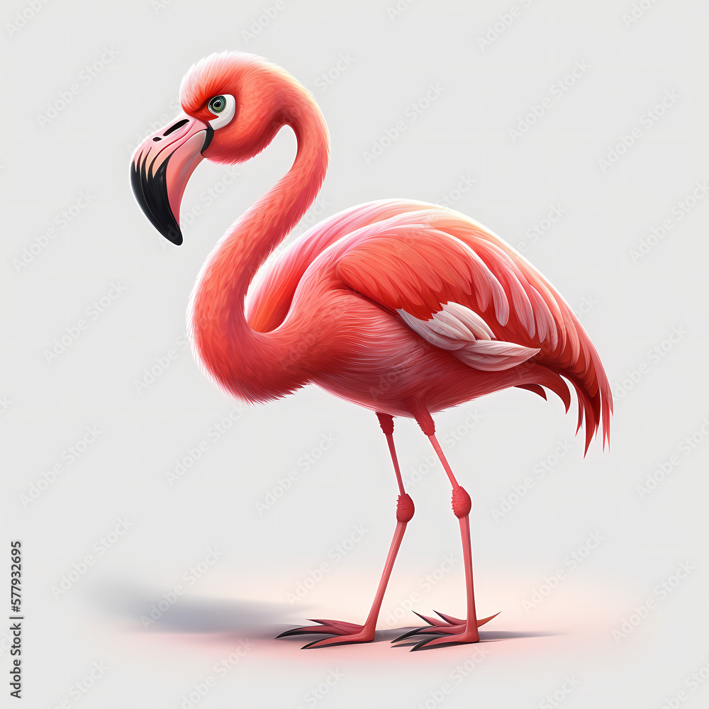 Fototapeta premium Flamingo 3D Isolated White. Generative AI