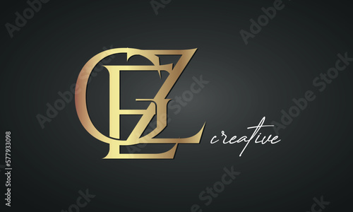 luxury letters GEZ golden logo icon premium monogram, creative royal logo design	 photo