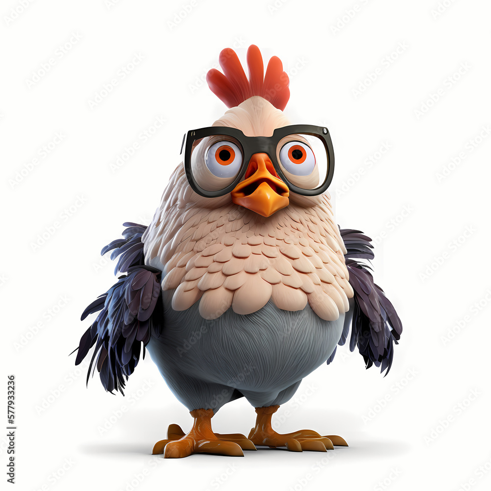 Hen Isolated White. Generative AI Hen Isolated White. Generative AI