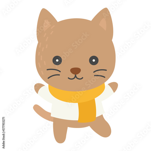 Cat wearing sweater and scarf  Winter animal doodle vector