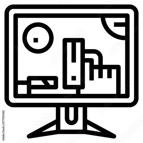 shooting game line icon style