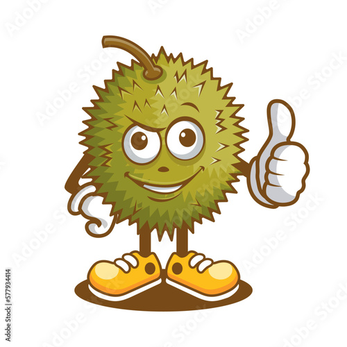 Cartoon character of durian with optimistic face