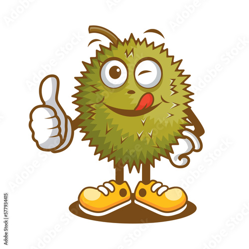 Cartoon character of durian in delicious face