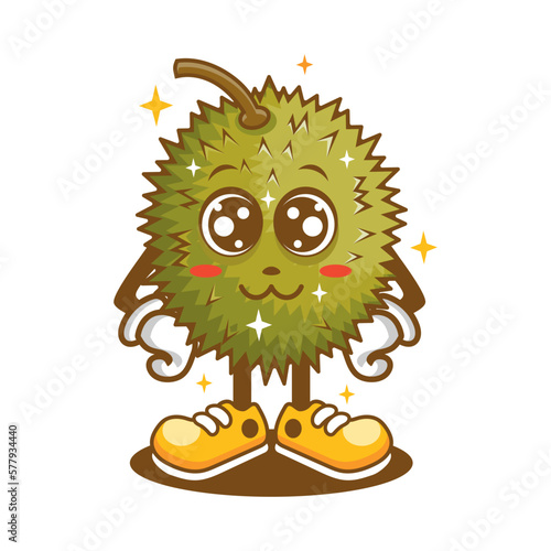 Cartoon character of durian with affected face