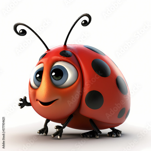 Lady Bug Isolated On White Background. Generative AI