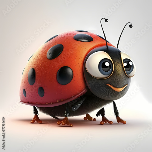 Tableau sur toile Lady Bug Isolated On White Background. Generative AI