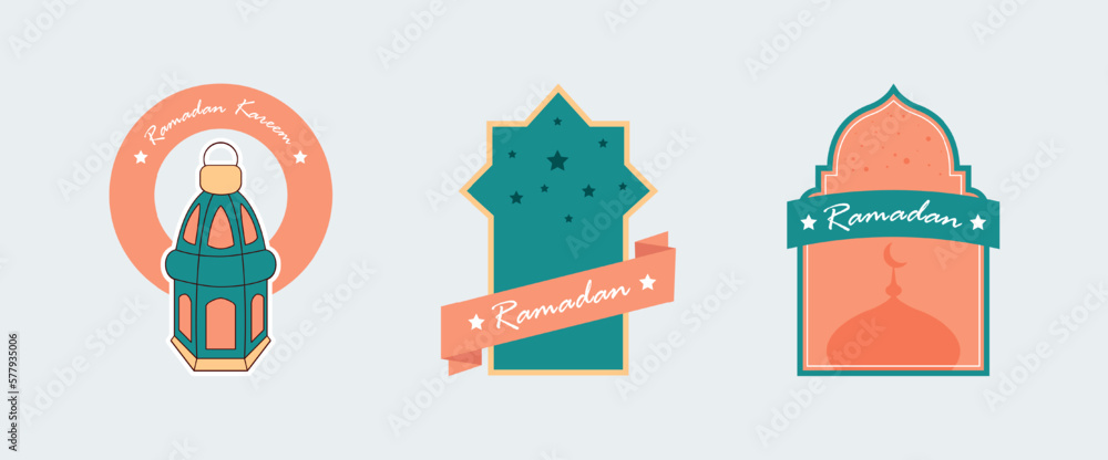 Fototapeta premium Ramadan kareem label collection. Islamic sticker badge.
