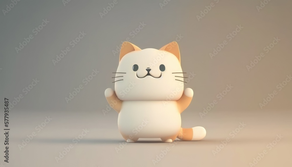 Cute cat with feeling happy cartoon illustration, Generative AI