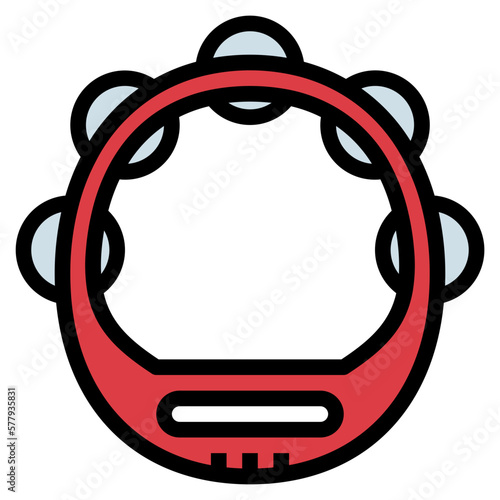 tambourine filled outline icon style
