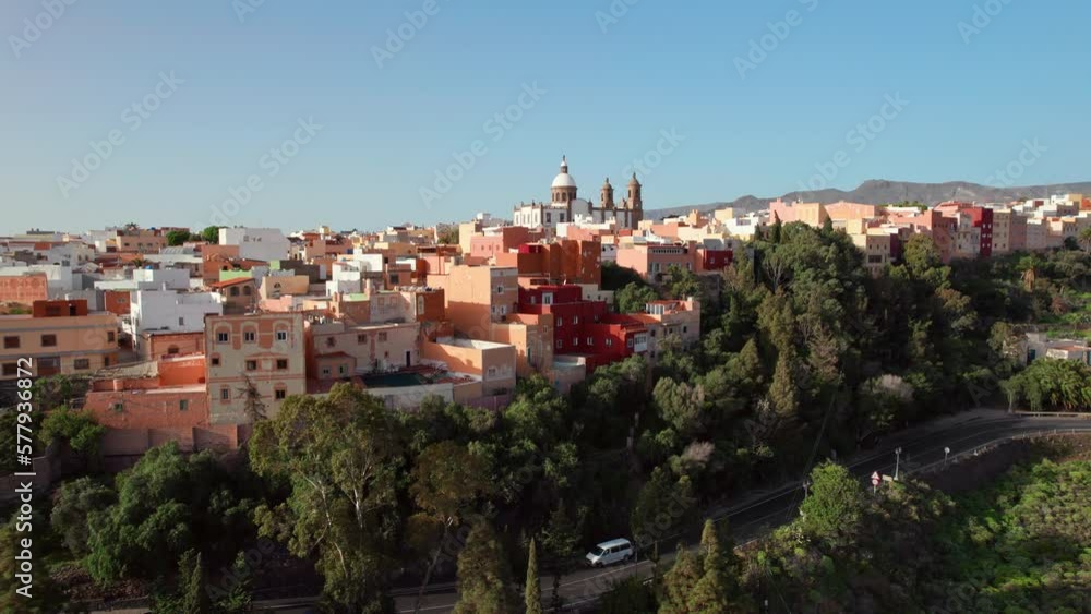Aguimes cityscape with Parish church of San Sebastian, Gran Canaria, Spain