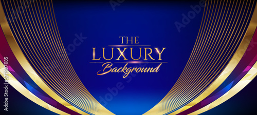 Blue Pink Golden Curve Lines Royal Awards Graphics Background Lines Moving Crystal Elegant Shine Modern Template Luxury Premium Corporate Abstract Design Template Banner Certificate Dynamic Shape