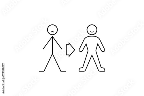 Gain weight icon vector or Gain weight vector illustration in flat style. Vector illustration for design of weight gain from skinny to ideal weight. body weights change vector.