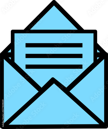 開封された手紙の青いアイコンイラスト