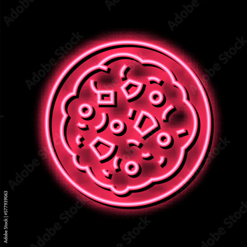 poridge oatmeal in bowl neon glow icon illustration