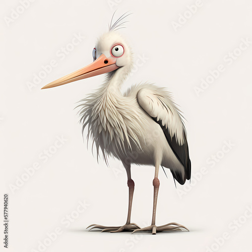 Stork Isolated On White. Generative AI