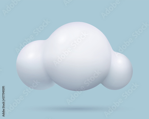 3d white cloud icon realistic three dimensional cute cartoon design element on blue sky background