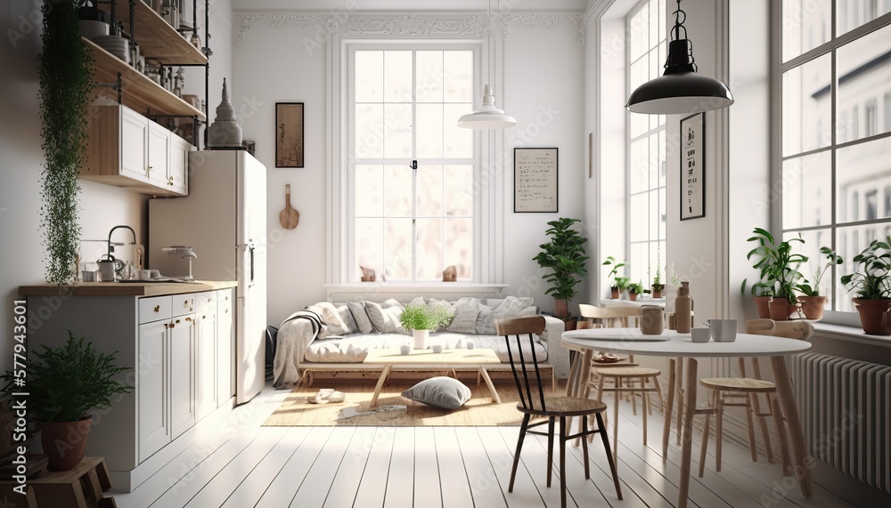 NatureInspired Modern Office Space Interior Design. White walls with