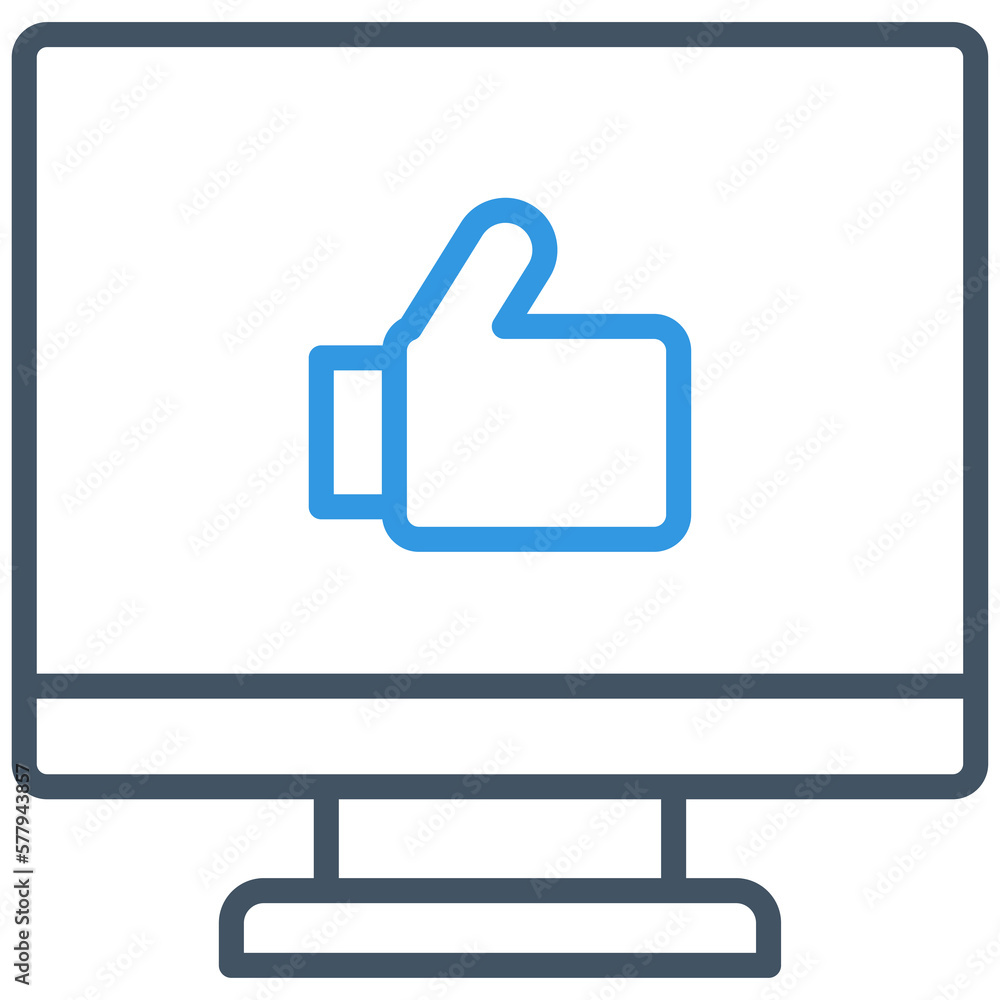 Obraz premium desktop computer and thumb up icon
