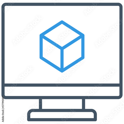 desktop computer and cube icon