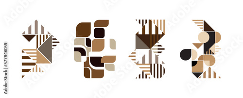 element in mid-century style with abstract geometric shapes 