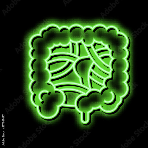 intestinal obstruction disease neon glow icon illustration