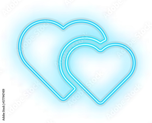 Blue illuminated neon light icon sign heart love