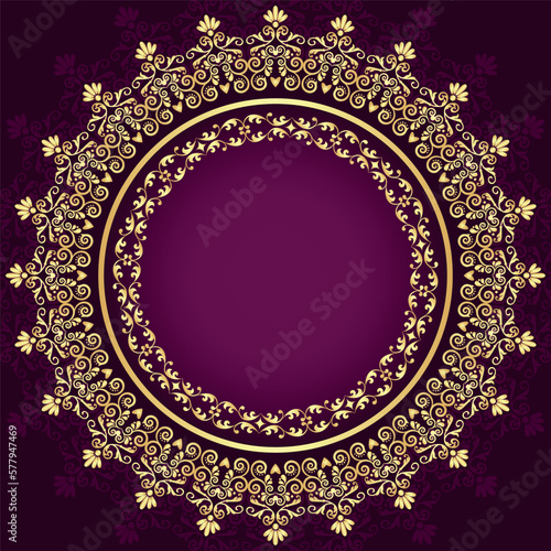 Vector vintage golden frame on dark purple