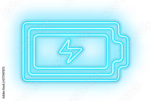 Blue illuminated neon light icon sign battery power