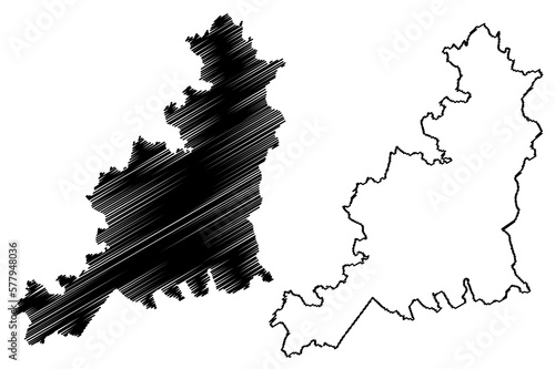 Cotswold Non-metropolitan district (United Kingdom of Great Britain and Northern Ireland, ceremonial county Gloucestershire or Glos, England) map vector illustration, scribble sketch map photo