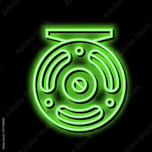 fly fishing neon glow icon illustration