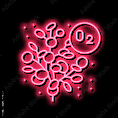 plant releasing oxygen neon glow icon illustration