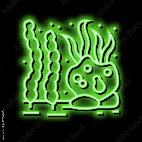 seaweed ocean neon glow icon illustration