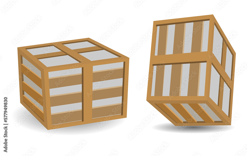 wooden boxes realistic isolated on white - 3d illustration wooden boxes realistic isolated on white - 3d illustration
