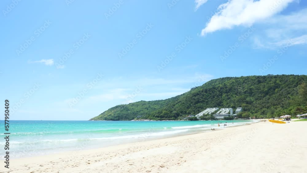 Panorama landscape beach. Travel tropical beach vacation relax seaside paradise. crowd people beach swimming. copy space. Panorama landscape beach. Travel tropical beach vacation relax seaside paradise. crowd people beach swimming. copy space.