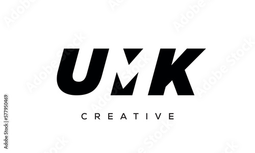 UMK letters negative space logo design. creative typography monogram vector