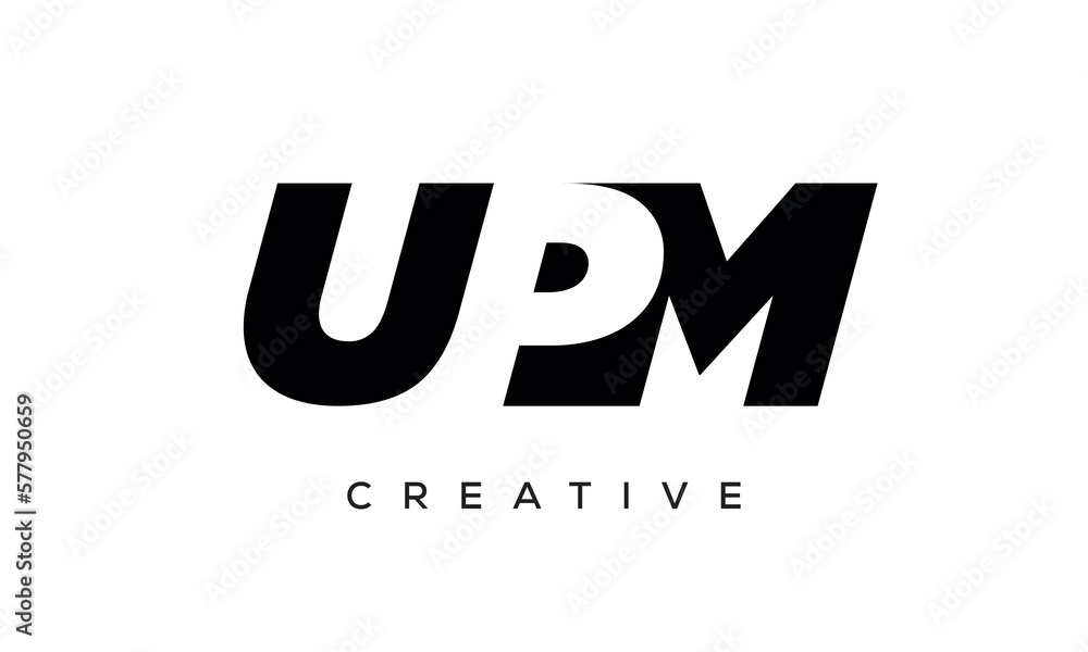 UPM letters negative space logo design. creative typography monogram vector UPM letters negative space logo design. creative typography monogram vector