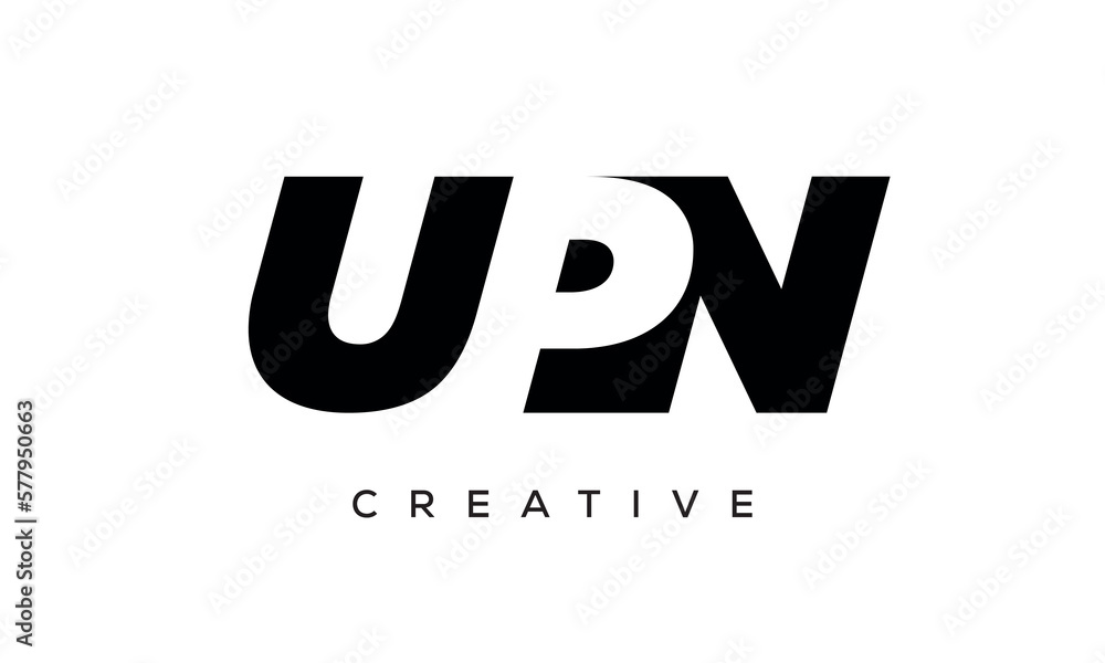 UPN letters negative space logo design. creative typography monogram vector UPN letters negative space logo design. creative typography monogram vector