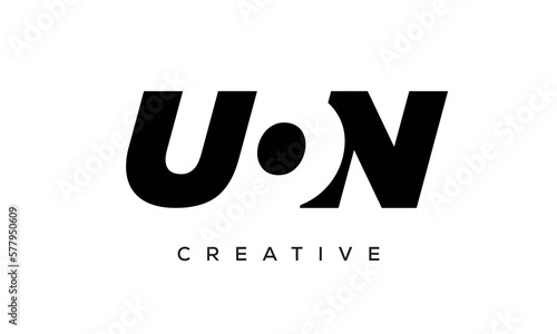 UON letters negative space logo design. creative typography monogram vector