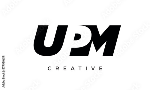 UPM letters negative space logo design. creative typography monogram vector