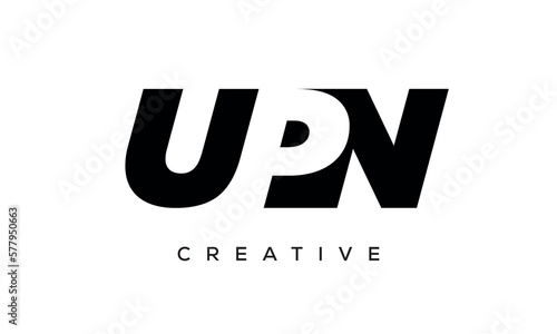 UPN letters negative space logo design. creative typography monogram vector photo