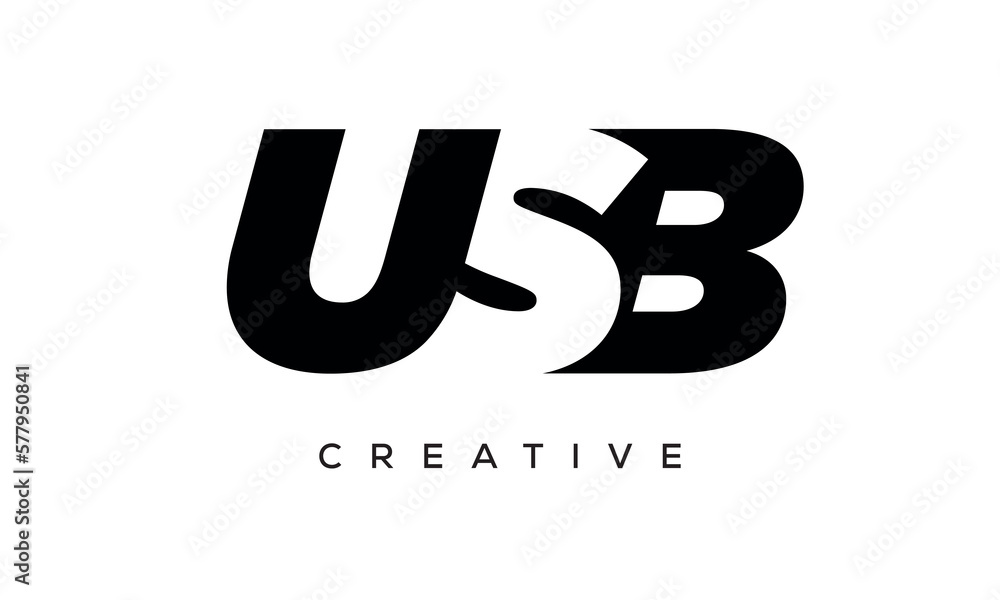 USB letters negative space logo design. creative typography monogram vector USB letters negative space logo design. creative typography monogram vector