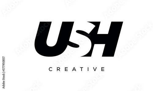 USH letters negative space logo design. creative typography monogram vector