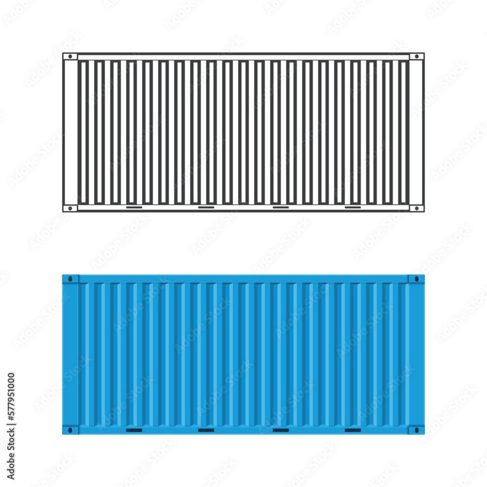 Cargo container for shipping in flat style. Transportation Container isolated on white background. Freight Shipping concept. Vector illustration EPS 10. Cargo container for shipping in flat style. Transportation Container isolated on white background. Freight Shipping concept. Vector illustration EPS 10.