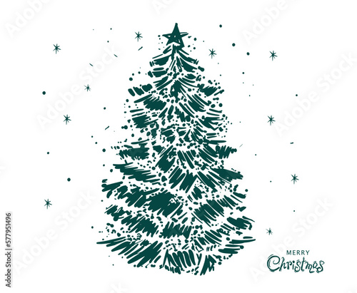 Christmas tree set, Hand drawn illustrations.	
