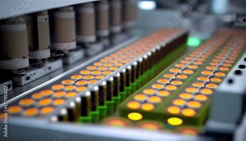 Lithium-ion Battery cell manufacturing production line. Generative AI.
